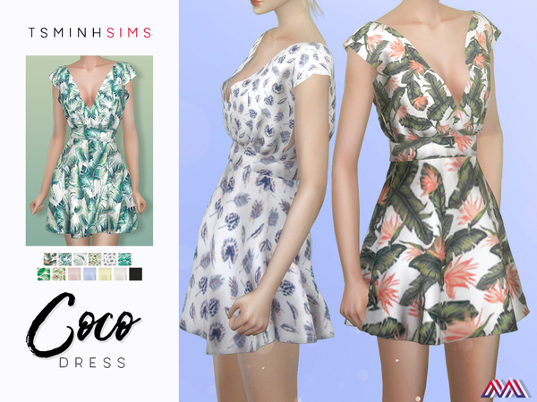 Sims 4 Coco Dress by TsminhSims at TSR