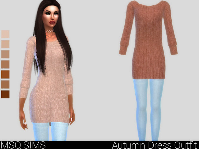 Sims 4 Autumn Dress Outfit at MSQ Sims