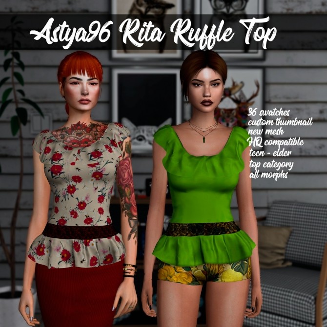 Sims 4 Rita Ruffle Top at Astya96