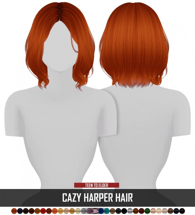 Sims 4 CAZY HARPER HAIR + KIDS AND TODDLER VERSION at REDHEADSIMS
