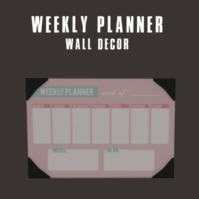 Sims 4 Weekly Planner at Leo Sims