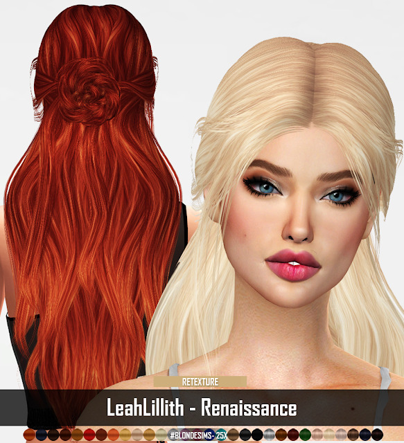 Sims 4 BLONDESIMS LeahLillith Renaissance Hair RETEXTURE at REDHEADSIMS