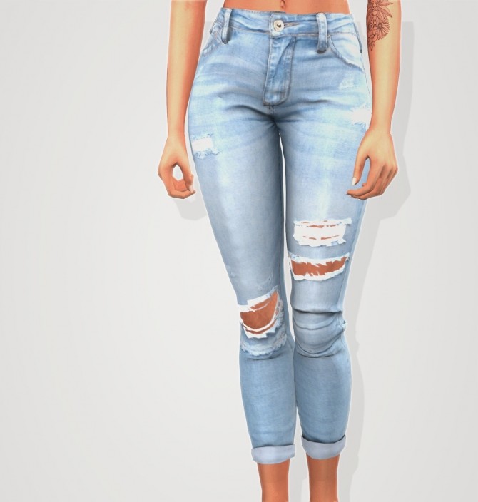 Sims 4 Skinny destroyed jeans at Elliesimple