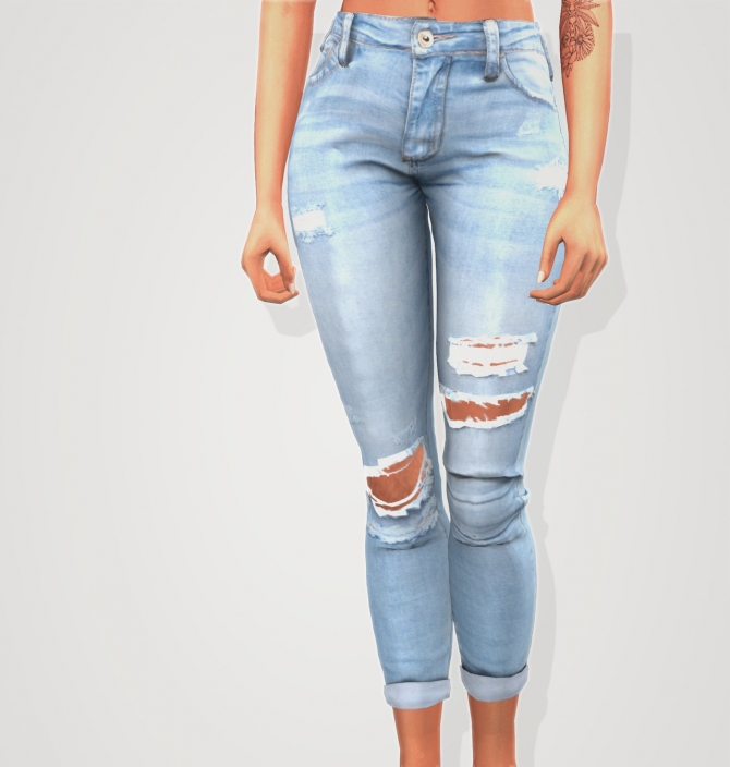 Skinny destroyed jeans at Elliesimple » Sims 4 Updates