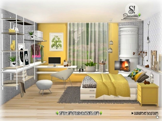 Sims 4 ScandiFever Bedroom at SIMcredible! Designs 4