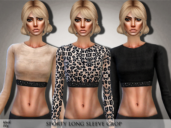Sims 4 Sporty Long Sleeve Crop by Black Lily at TSR