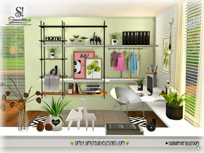 Sims 4 ScandiFever Bedroom at SIMcredible! Designs 4