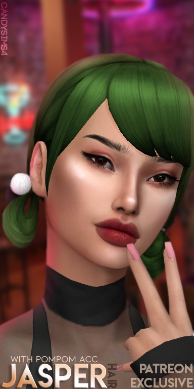 Sims 4 JASPER HAIR + POMPOM ACC at Candy Sims 4