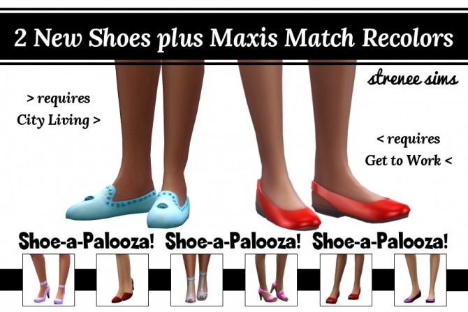 Sims 4 Two New Shoes plus Maxis Match Recolors at Strenee Sims