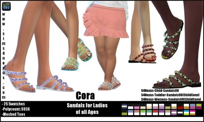 Sims 4 Cora sandals by SamanthaGump at Sims 4 Nexus