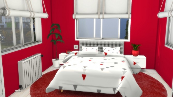 Sims 4 Red/White Bedroom at MODELSIMS4