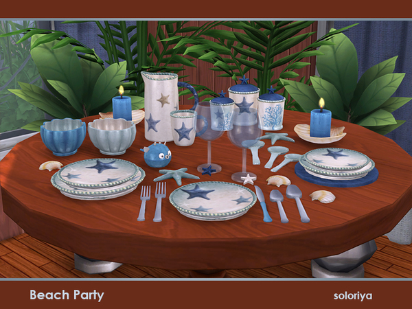 Sims 4 Beach Party decorative dishes set by soloriya at TSR