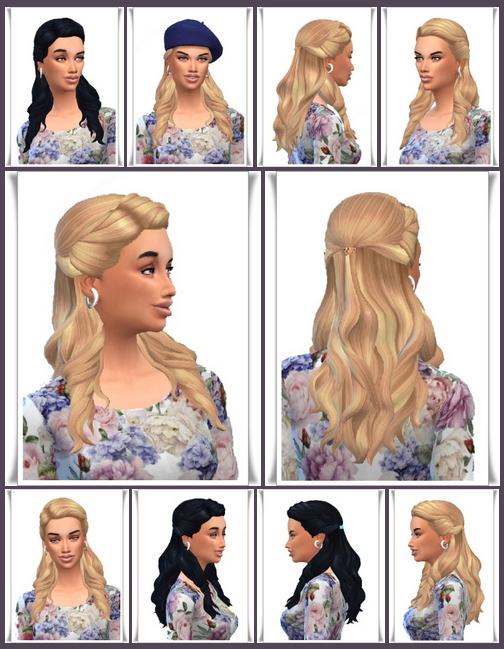 Sims 4 Josie’s Halfup Curls hair at Birksches Sims Blog