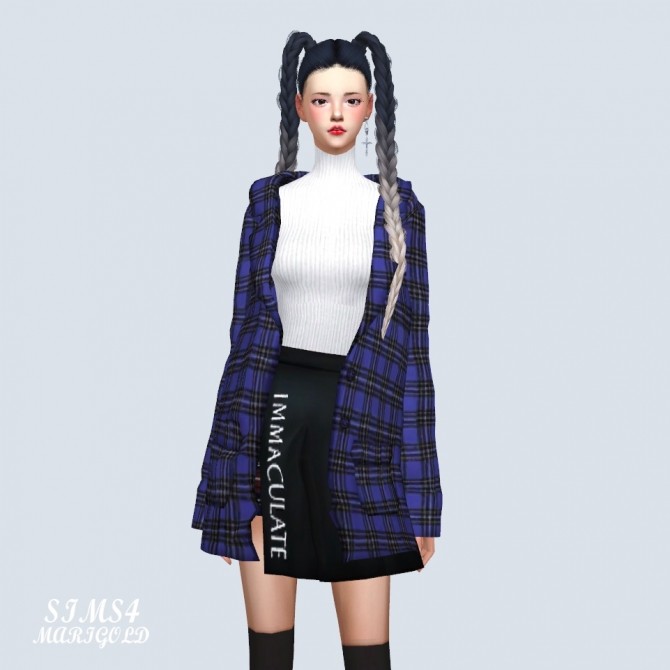 Loose fit Checked Jacket at Marigold » Sims 4 Updates