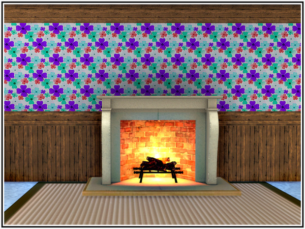 Sims 4 Flowery Showery Walls by marcorse at TSR