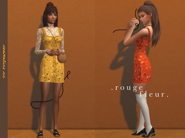 Sims 4 Rouge fleur dress by cosimetics at TSR