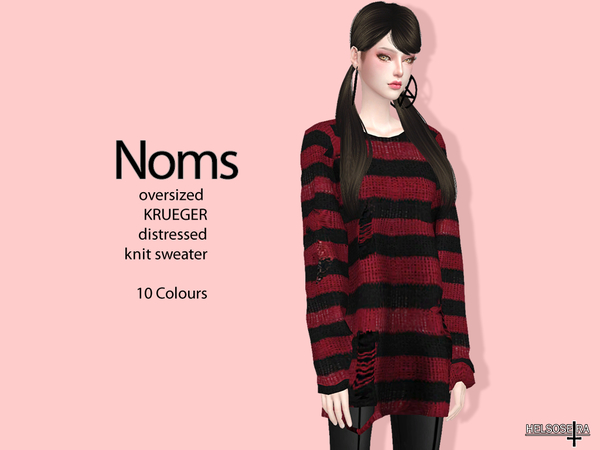 Sims 4 NOMS Oversized Knit Sweater by Helsoseira at TSR