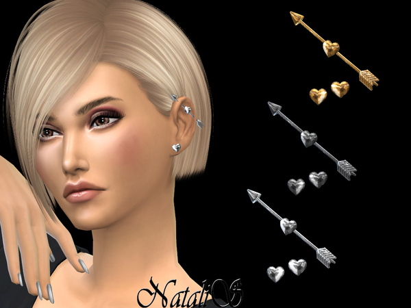 Sims 4 Heart arrow industrial barbell piercing by NataliS at TSR