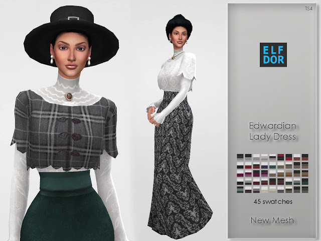 Sims 4 Edwardian Lady Dress at Elfdor Sims