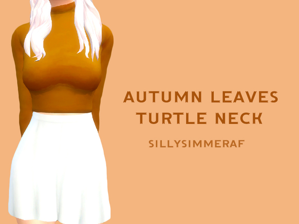 Sims 4 Autumn Leaves Turtle Neck Crop Top by SillySimmerAf at TSR