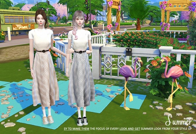 Sims 4 Long skirt & Bustier at SUN02