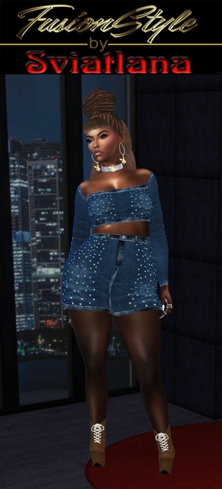 Sims 4 Denim outfit at FusionStyle by Sviatlana
