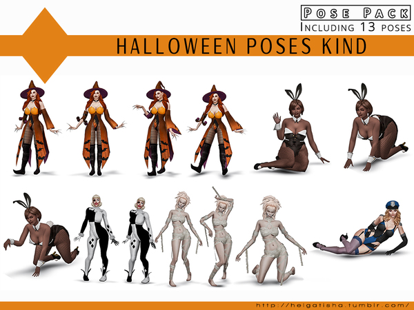 Sims 4 Halloween poses Kind Posepack by HelgaTisha at TSR