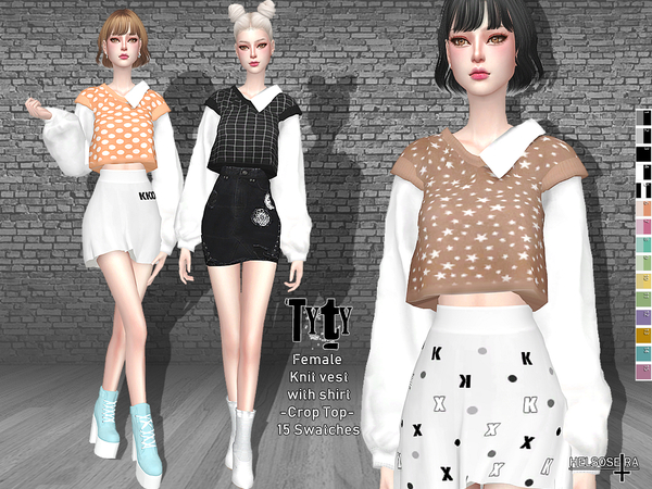Sims 4 TYTY Knit Vest with Shirt Top by Helsoseira at TSR