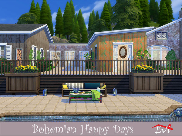 Sims 4 Bohemian Happy days house by evi at TSR