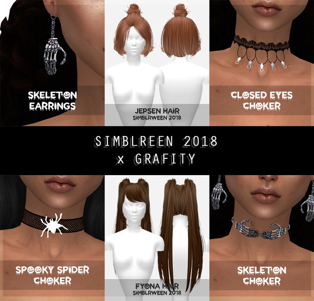 Sims 4 SIMBLREEN 2018 (Hairs, chokers & earrings) at Grafity cc