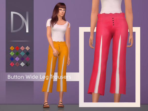 Sims 4 Button Wide Leg Trousers by DarkNighTt at TSR