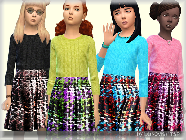 Sims 4 Dress Tweed by bukovka at TSR