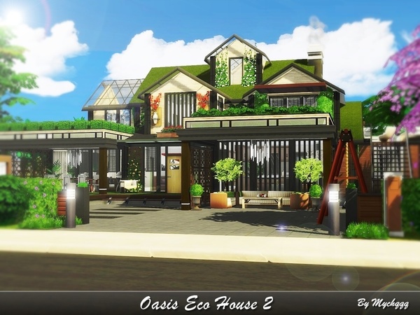Sims 4 Oasis Eco House 2 by MychQQQ at TSR