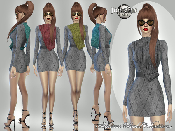 Sims 4 Asdemi wool dress 4 by jomsims at TSR