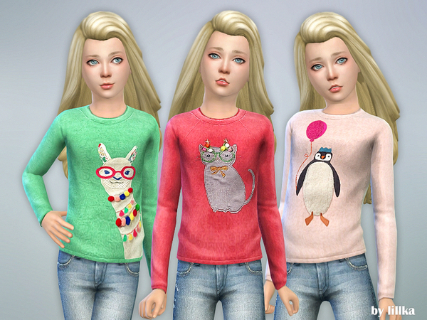 Sims 4 Printed Sweatshirt for Girls P34 by lillka at TSR