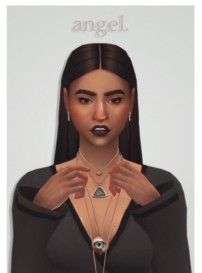 Sims 4 Grimcookies‘ angel hair recolours at cowplant pizza