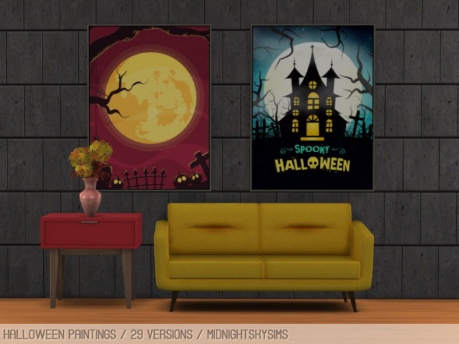 Sims 4 Halloween paintings at Midnightskysims