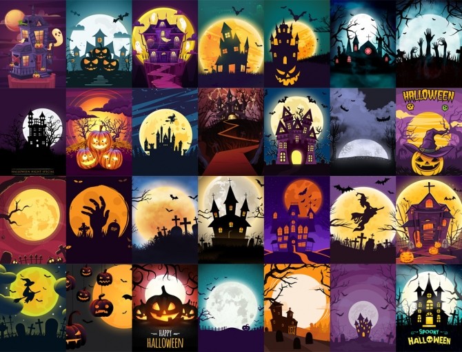 Sims 4 Halloween paintings at Midnightskysims