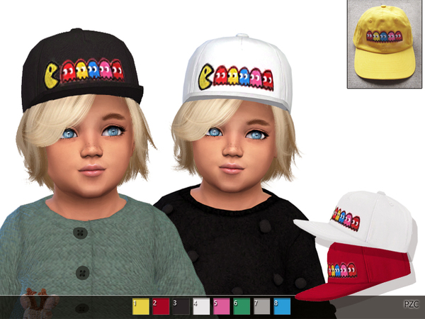 Sims 4 Pac Man Cap For Toddlers by Pinkzombiecupcakes at TSR