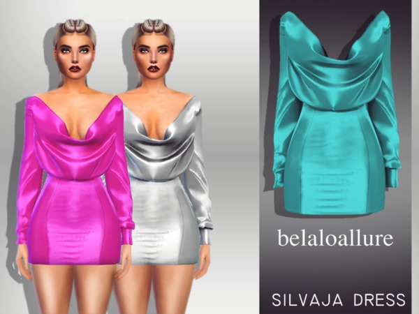 Sims 4 Belaloallure silvaja dress by belal1997 at TSR