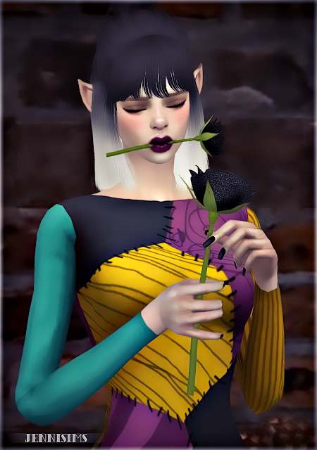 Sims 4 Black Roses & pumpkin headband at Jenni Sims
