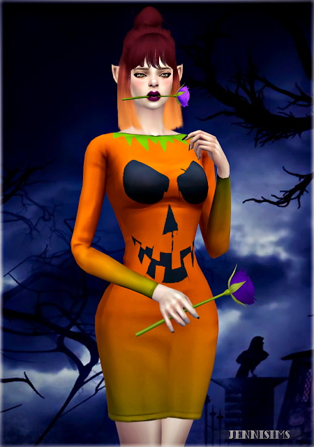 Sims 4 Black Roses & pumpkin headband at Jenni Sims