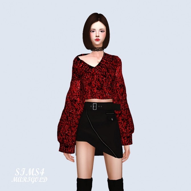 Sims 4 V Neck Crop Sweater at Marigold