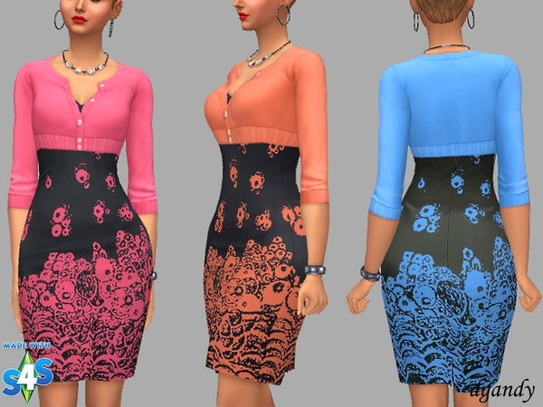 Sims 4 Fran Dress by dgandy at TSR