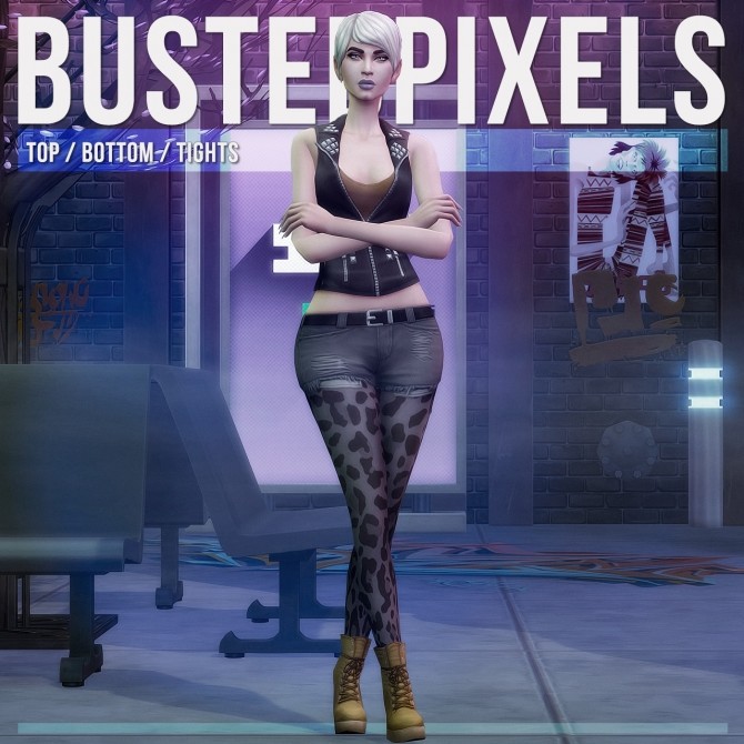Sims 4 Top / Bottom + Tights Set at Busted Pixels