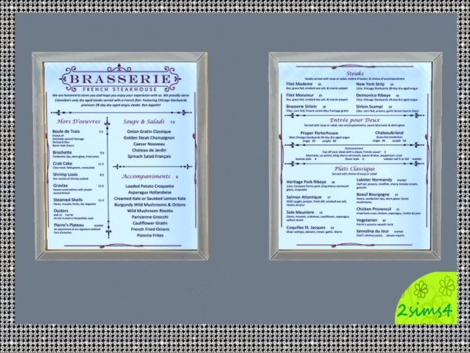 Sims 4 7 food menu by lurania at Mod The Sims