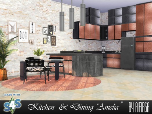 Sims 4 Kitchen & Dining Amelia at Aifirsa