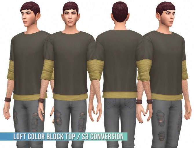 Loft Color Block Top S3 Conversion at Busted Pixels » Sims 4 Updates