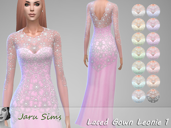 Sims 4 Laced Gown Leonie 1 by Jaru Sims at TSR