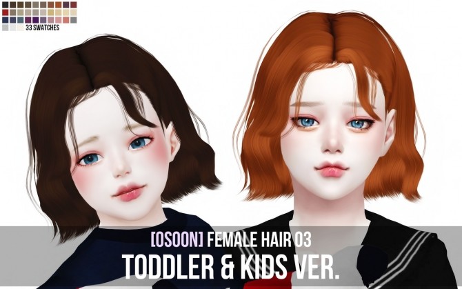 Sims 4 Female Hair 03 Toddler & Kids at Osoon